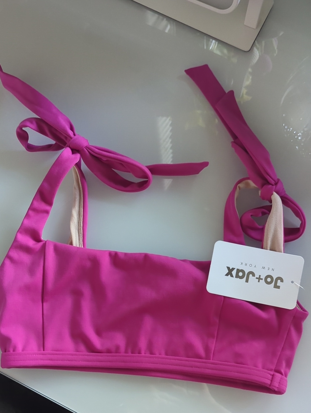 Jo+Jax Hot Pink Tie-Strap Bikini Top